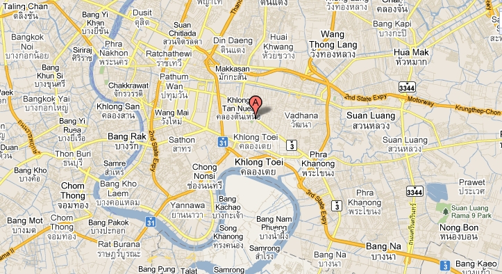 Mapa general de Bangkok con indicación de Sukhumvit Road