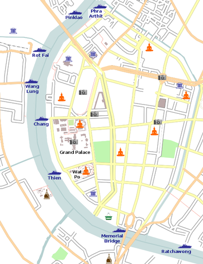 Mapa del río Chao Phraya, en Bangkok