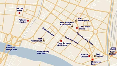 Mapa de Chinatown en Bangkok