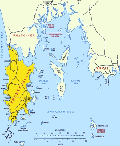 Mapa de Phuket  Isla en el sur de Tailandia