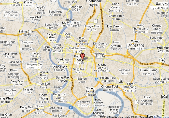 Siam Square en el mapa más grande